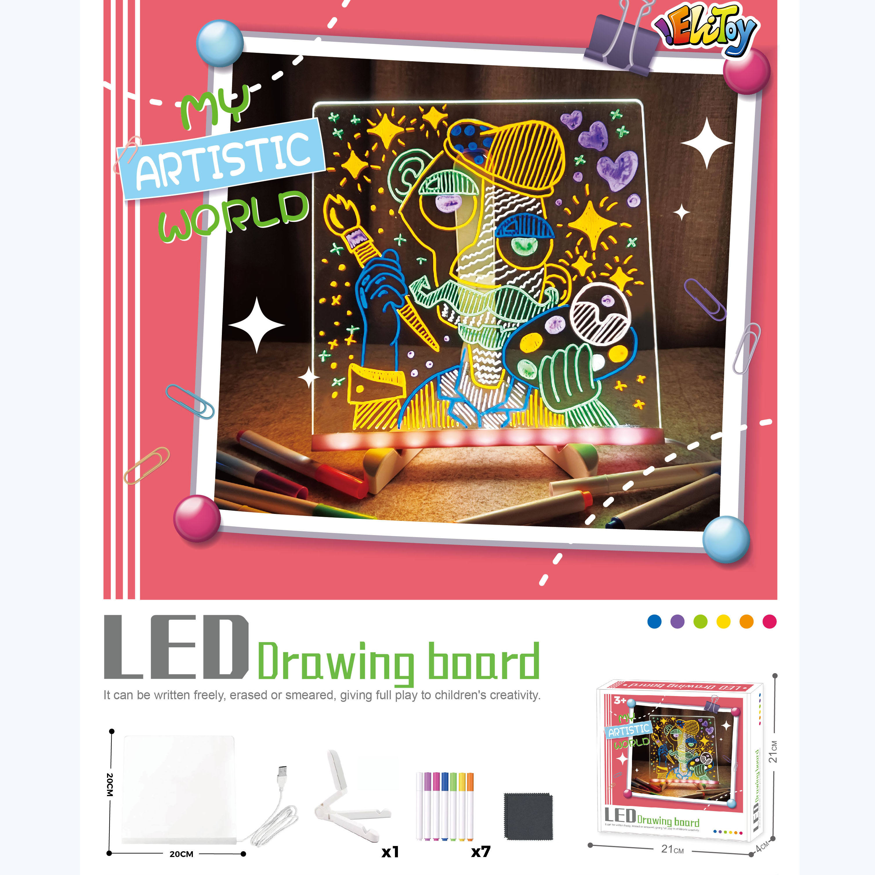 20cm DIY Writing Acrylic LED Lamp Tablet