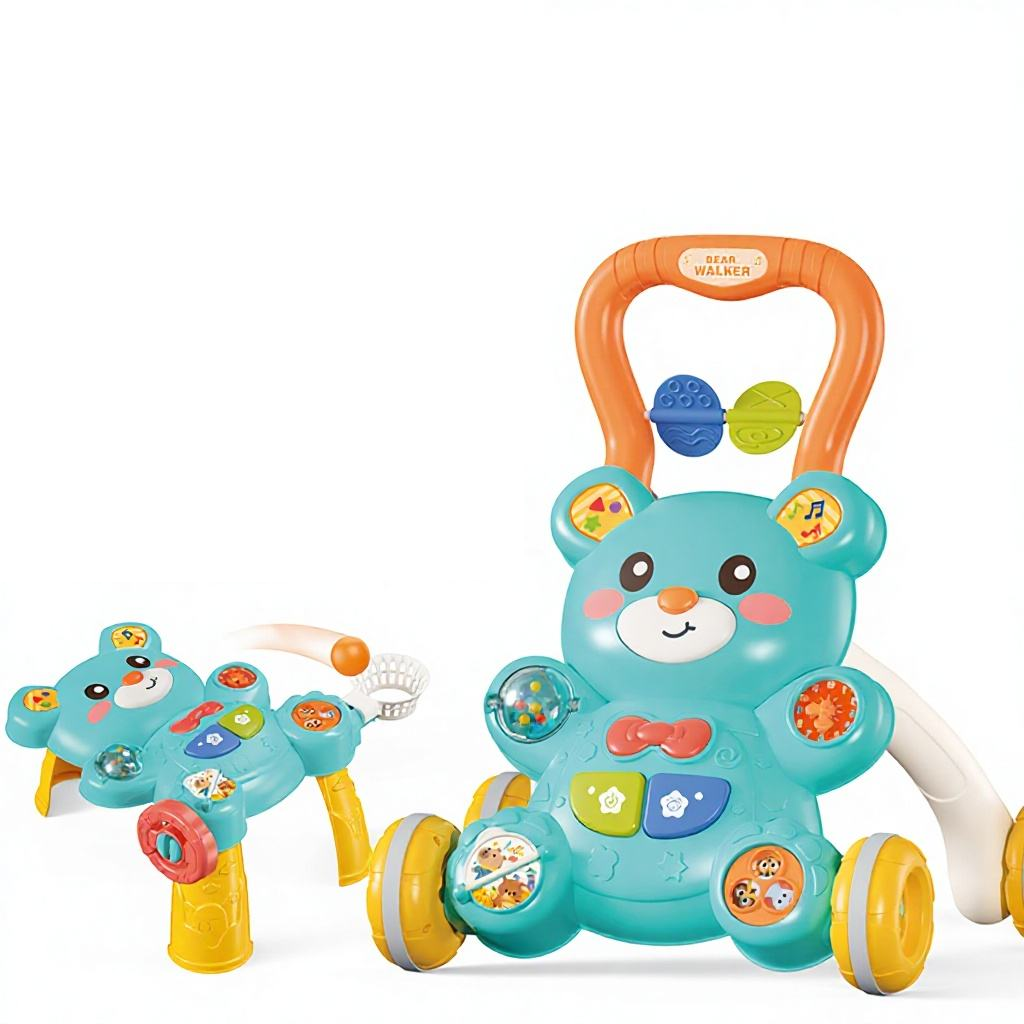 2in1 Bear Theme Baby Musical Walker & Table - Green