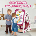 90cm Multi-functional Artistic Drawing Board With Book Shelf - Pink