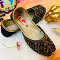 Hand-Made Multani Khussa For Girls - Multi Black