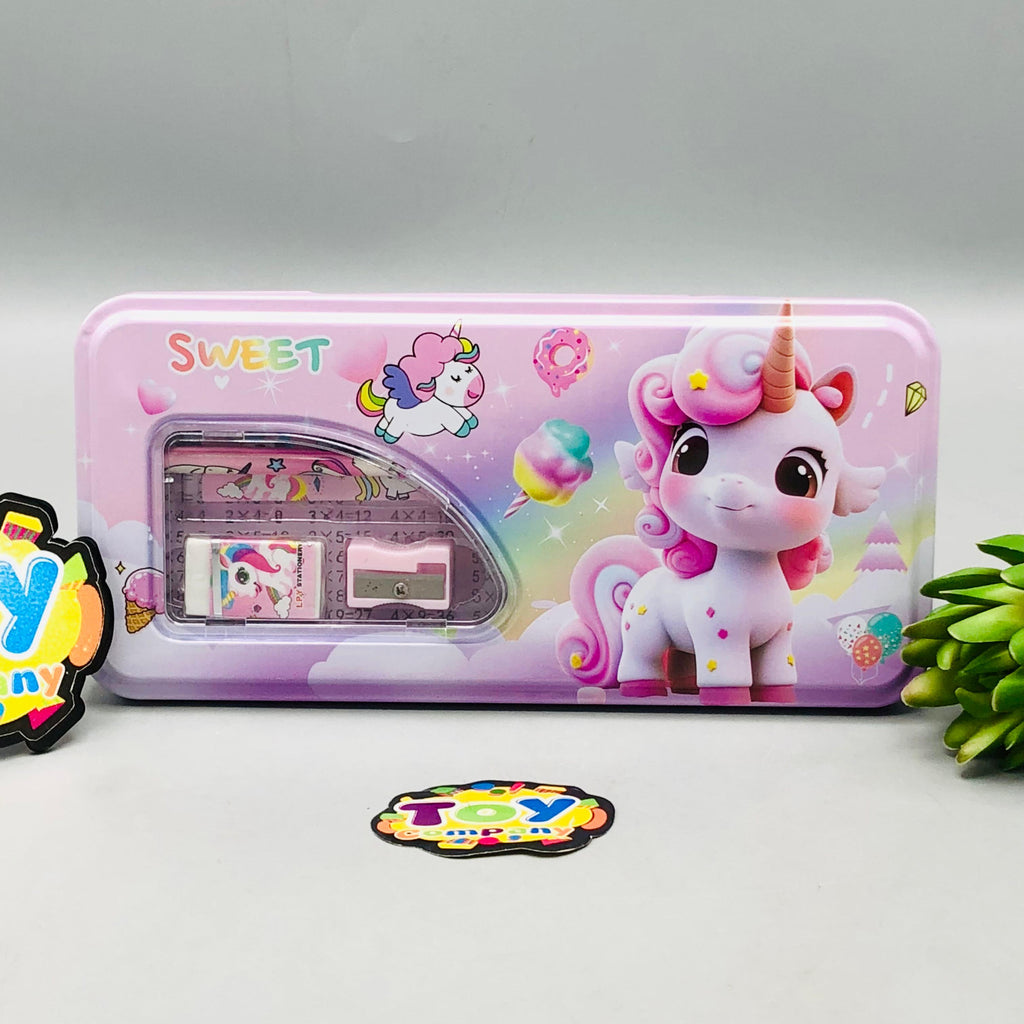 6Pcs Unicorn Themed Tin Geometry Box