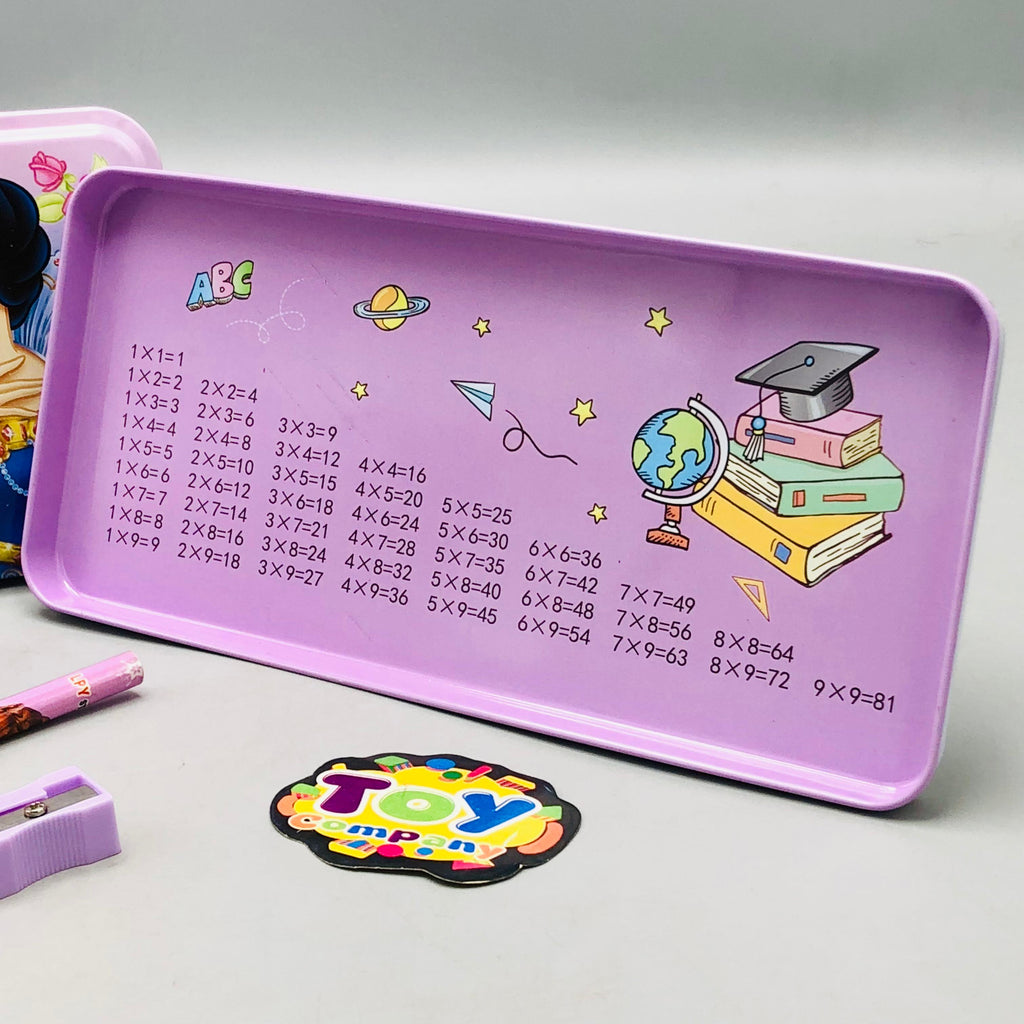 6Pcs Girls Themed Tin Geometry Box - Assortment
