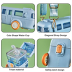 270gms 500ml Cute Bus Design Kids Water Bottle - Green/Blue