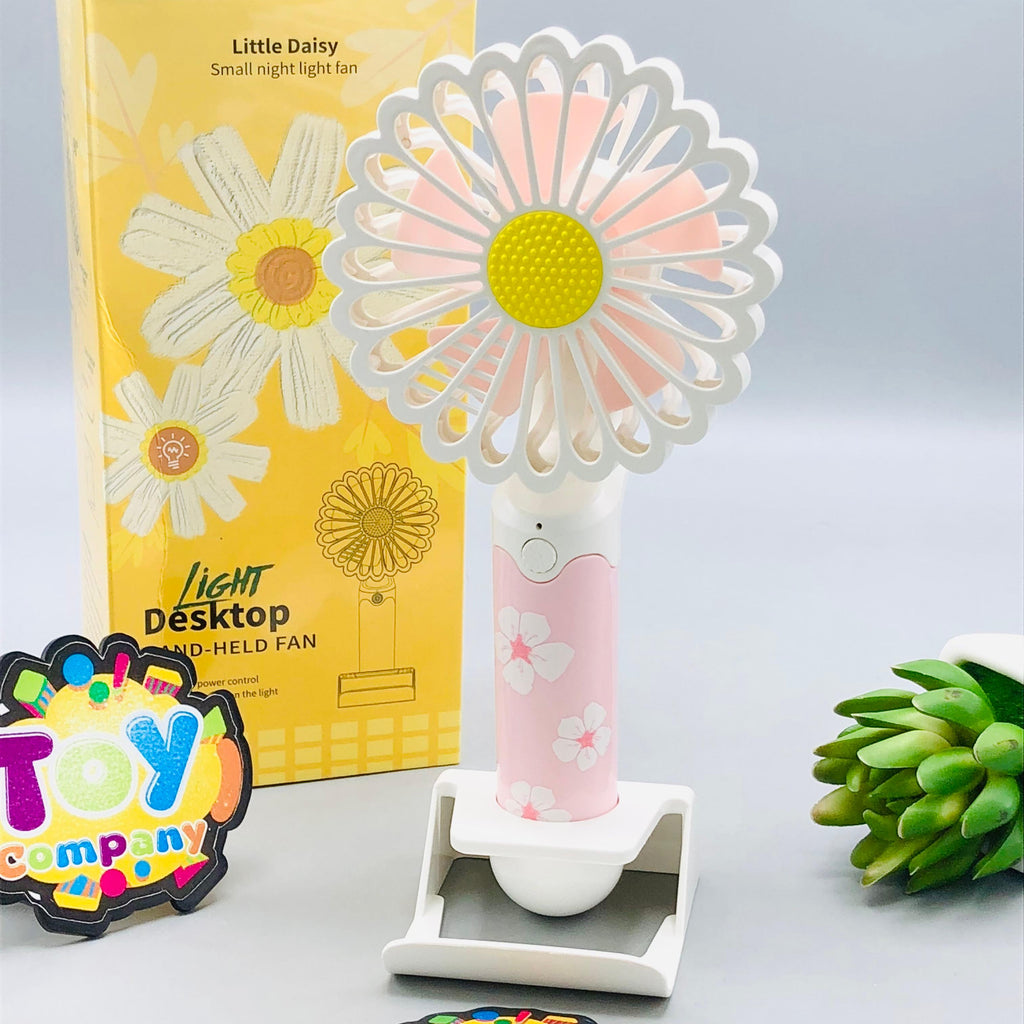 8" Rechargeable Sun Flower Design Desktop Fan With Light