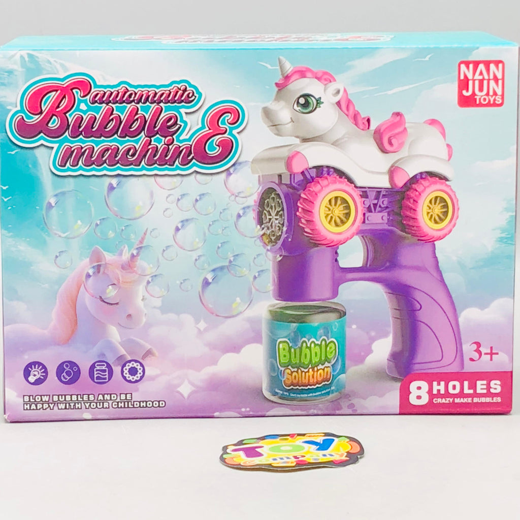 8 Holes Unicorn Themed Colorful Bubble Gun