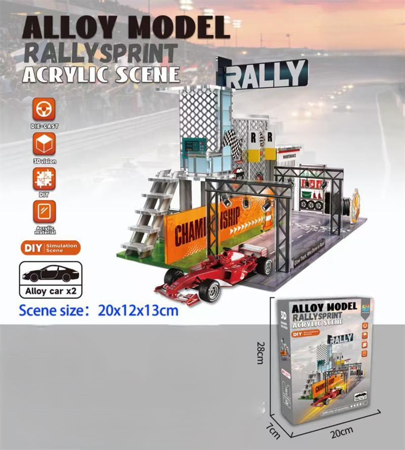 DIY Rally Sprint Acrylic Scene With 2Pcs Alloy Cars