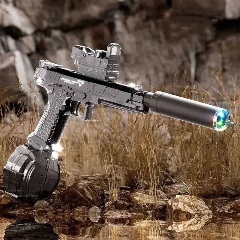 Electric Burst Water Shooting Gun With Colorful Light Silencer