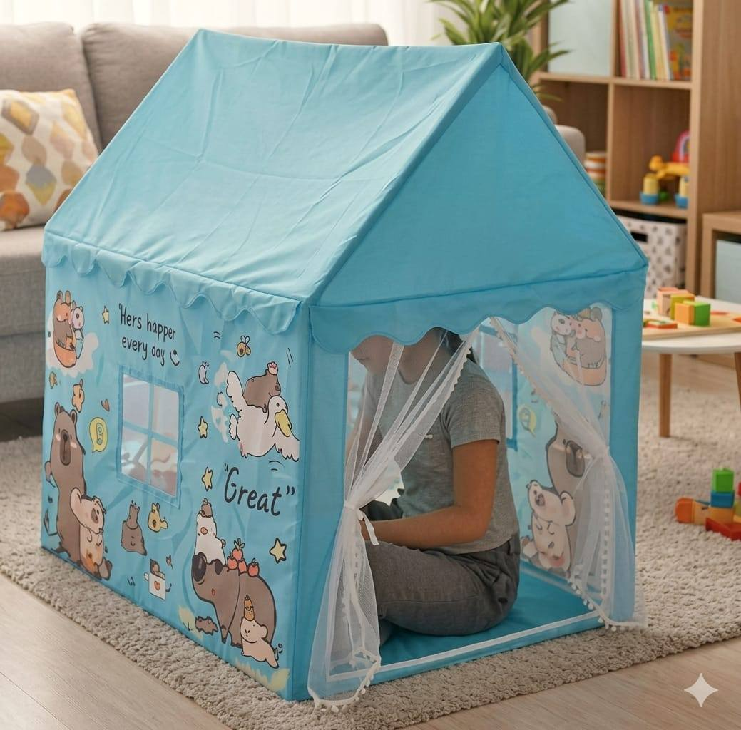 Kids Portable Play Tent House With Storage Bag - Blue