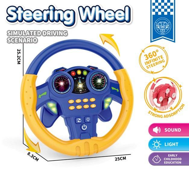 Kids Musical Simulated Driving Scenario Steering Wheel