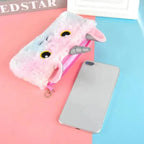 Plush Rainbow Fur Pencil Pouch - 1Pc
