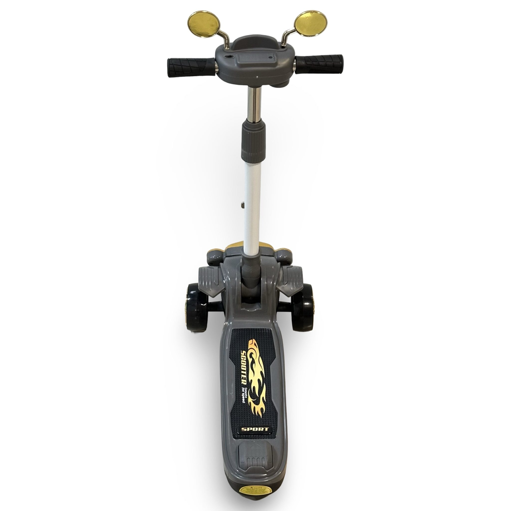 Vintage Car Design Kids Scooter With Light & Music - Gray