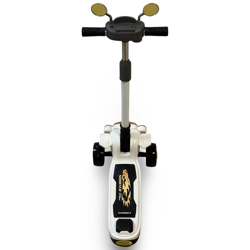 Vintage Car Design Kids Scooter With Light & Music - White