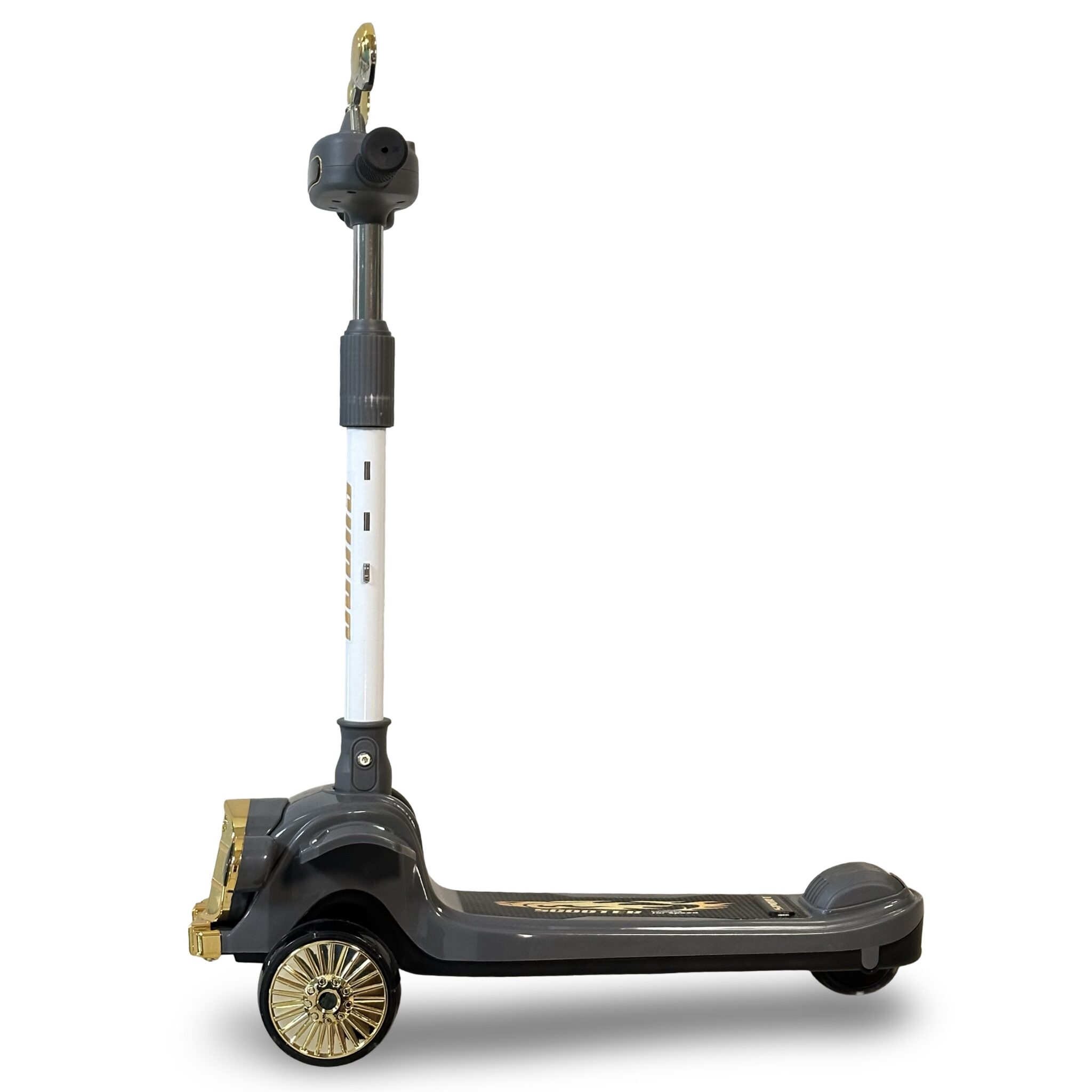 Vintage Car Design Kids Scooter With Light & Music - Gray
