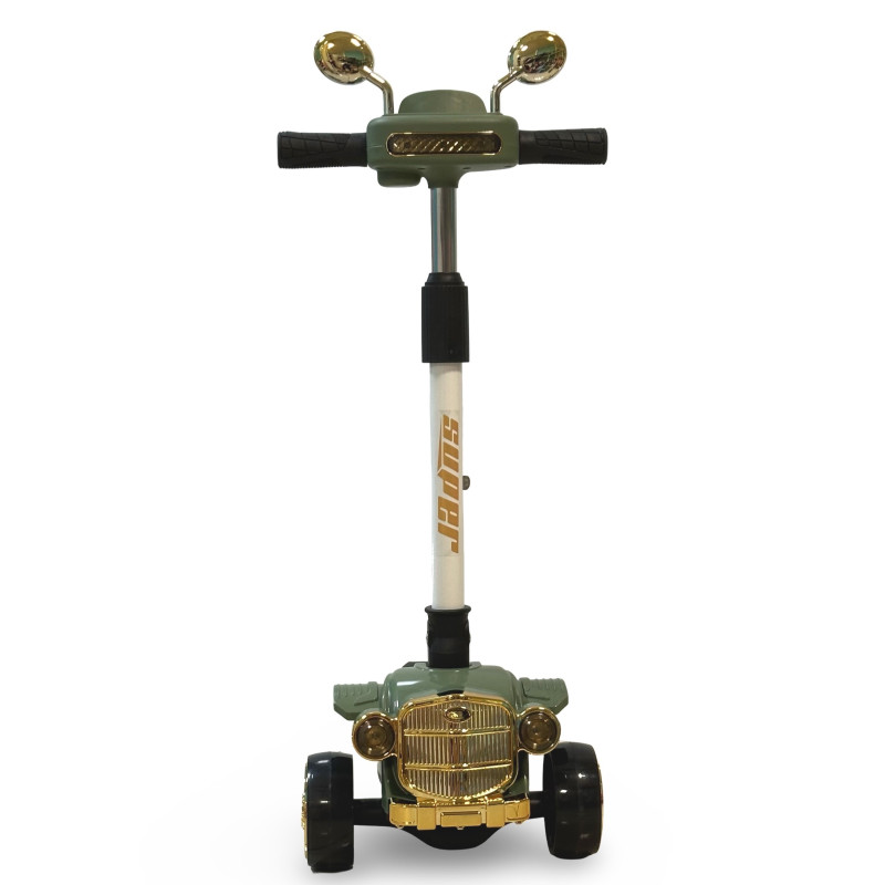Vintage Car Design Kids Scooter With Light & Music - Green