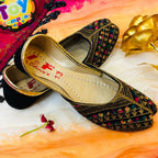 Hand-Made Multani Khussa For Girls - Multi Black